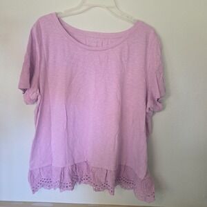 Talbots XL Classic Lavender Purple Top ruffled Floral peplum coastal preppy